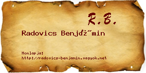 Radovics Benjámin névjegykártya